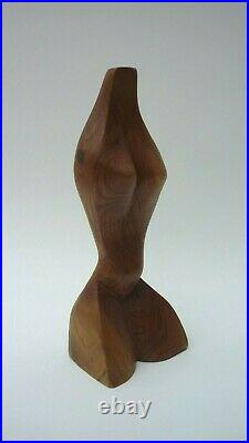 Vintage Signed JARI Hand Carved Wood Cubist Abstract Female Torso Sculpture