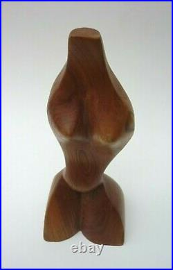 Vintage Signed JARI Hand Carved Wood Cubist Abstract Female Torso Sculpture