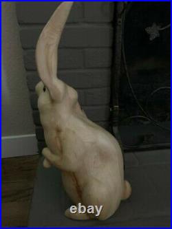 Vintage Signed LEO KOPPY Standing Bunny Rabbit Carved Wood Decoy Sculpture