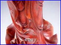 Vintage Solid Rosewood Highly Detailed Hand Carved Kwan-Yin Buddha Holding Baby