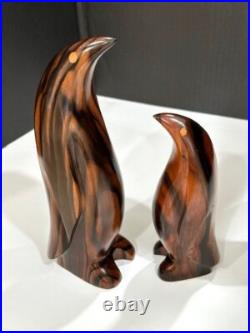 Vintage Solid Wood Penguin LOT of 2 Sculpture- Emperer Penguin Wood Sculpture