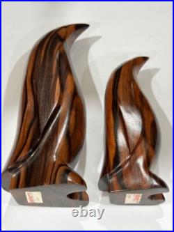 Vintage Solid Wood Penguin LOT of 2 Sculpture- Emperer Penguin Wood Sculpture