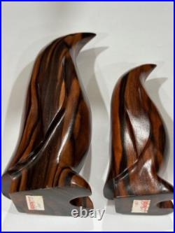 Vintage Solid Wood Penguin LOT of 2 Sculpture- Emperer Penguin Wood Sculpture