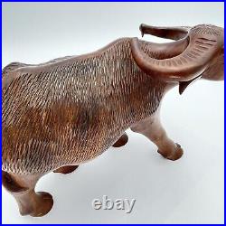 Vintage Solid Wood Water Buffalo Hand Carved Sculpture Large 12 x 7 NICE