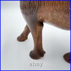 Vintage Solid Wood Water Buffalo Hand Carved Sculpture Large 12 x 7 NICE