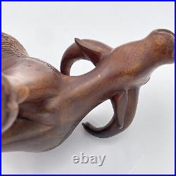 Vintage Solid Wood Water Buffalo Hand Carved Sculpture Large 12 x 7 NICE