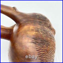 Vintage Solid Wood Water Buffalo Hand Carved Sculpture Large 12 x 7 NICE