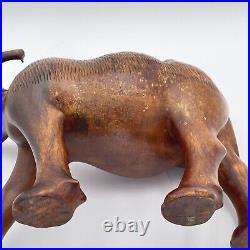 Vintage Solid Wood Water Buffalo Hand Carved Sculpture Large 12 x 7 NICE