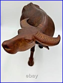 Vintage Solid Wood Water Buffalo Hand Carved Sculpture Large 13 Height