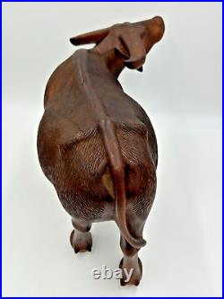 Vintage Solid Wood Water Buffalo Hand Carved Sculpture Large 13 Height