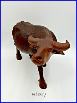 Vintage Solid Wood Water Buffalo Hand Carved Sculpture Large 13 Height