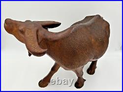 Vintage Solid Wood Water Buffalo Hand Carved Sculpture Large 13 Height