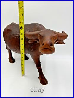 Vintage Solid Wood Water Buffalo Hand Carved Sculpture Large 13 Height