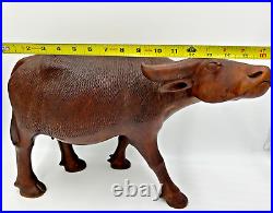 Vintage Solid Wood Water Buffalo Hand Carved Sculpture Large 13 Height