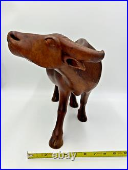 Vintage Solid Wood Water Buffalo Hand Carved Sculpture Large 13 Height