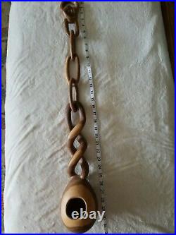 Vintage Solidarity Fist & Chain Continuous Wood Carving With Hollowed Out Egg