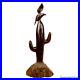 Vintage Southwestern Carved Wood Bird & Cactus Sculpture