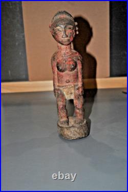 Vintage Spirit Spouse Figure Wood Painted Baule Ivory Coast West Africa