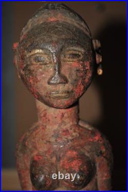 Vintage Spirit Spouse Figure Wood Painted Baule Ivory Coast West Africa