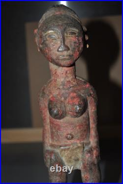 Vintage Spirit Spouse Figure Wood Painted Baule Ivory Coast West Africa