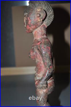 Vintage Spirit Spouse Figure Wood Painted Baule Ivory Coast West Africa
