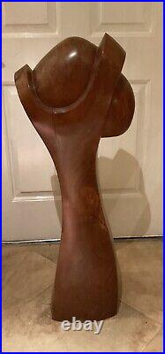 Vintage Star Trek Abstract Modernist Sculpture Carved Walnut Wood Scepter & Egg