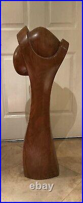 Vintage Star Trek Abstract Modernist Sculpture Carved Walnut Wood Scepter & Egg