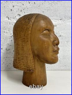 Vintage Stunning Wood Sculpture African Bust, Signed
