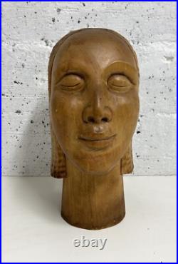 Vintage Stunning Wood Sculpture African Bust, Signed