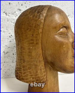 Vintage Stunning Wood Sculpture African Bust, Signed