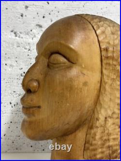 Vintage Stunning Wood Sculpture African Bust, Signed