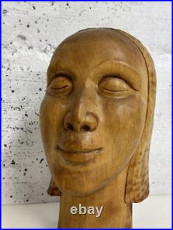 Vintage Stunning Wood Sculpture African Bust, Signed