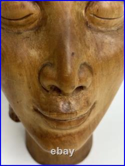 Vintage Stunning Wood Sculpture African Bust, Signed