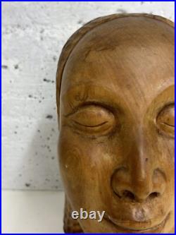 Vintage Stunning Wood Sculpture African Bust, Signed
