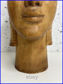 Vintage Stunning Wood Sculpture African Bust, Signed