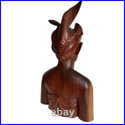 Vintage Stunning hand Carved Wood sculpture Head Busts, Tribal Man