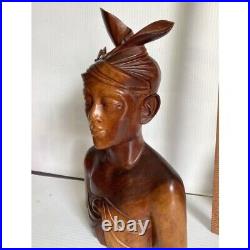 Vintage Stunning hand Carved Wood sculpture Head Busts, Tribal Man