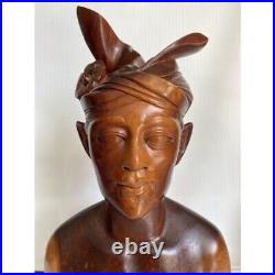 Vintage Stunning hand Carved Wood sculpture Head Busts, Tribal Man