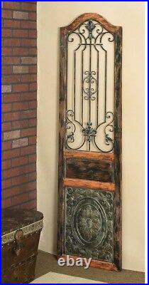 Vintage Style Antique Victorian Door Wall Art Sculpture Panel Wood & Metal