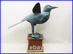 Vintage Surreal Bird Carving, Raven Wood Sculpture, Ray Kobald