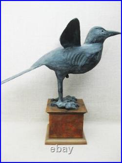 Vintage Surreal Bird Carving, Raven Wood Sculpture, Ray Kobald