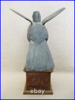 Vintage Surreal Bird Carving, Raven Wood Sculpture, Ray Kobald
