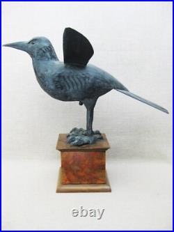 Vintage Surreal Bird Carving, Raven Wood Sculpture, Ray Kobald