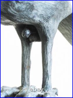 Vintage Surreal Bird Carving, Raven Wood Sculpture, Ray Kobald