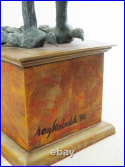 Vintage Surreal Bird Carving, Raven Wood Sculpture, Ray Kobald