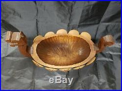 Vintage Swedish Hand Carved Wood Ahrneberg Viking Ship Bowl Scandinavia Folk Art