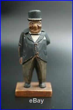 Vintage Swedish Wood Carving Winston Churchill Figurine by TRYGG Signed 5 5/8 H