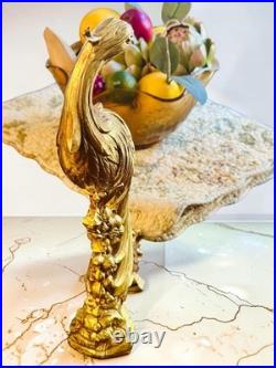 Vintage Syroco Wood Figural Peacock Statues Sculpture Hollywood Regency Pair