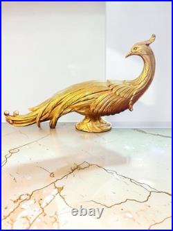 Vintage Syroco Wood Figural Peacock Statues Sculpture Hollywood Regency Pair
