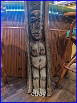 Vintage TIKI Bar Hawaiian Polynesian Wood Sculpture Statue, 1950s Totem Pole